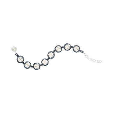 Pulsera Diamantes Redondos Negro Ajustable Perla